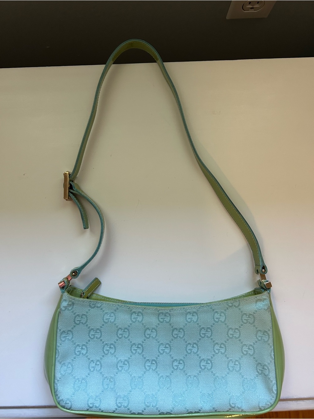 Gucci Mint Green GG Canvas Shoulder Bag
